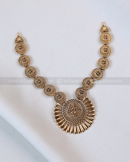 3757 - Sullie Basic - Lakshmi Designer Gold Coin Necklace with Stud