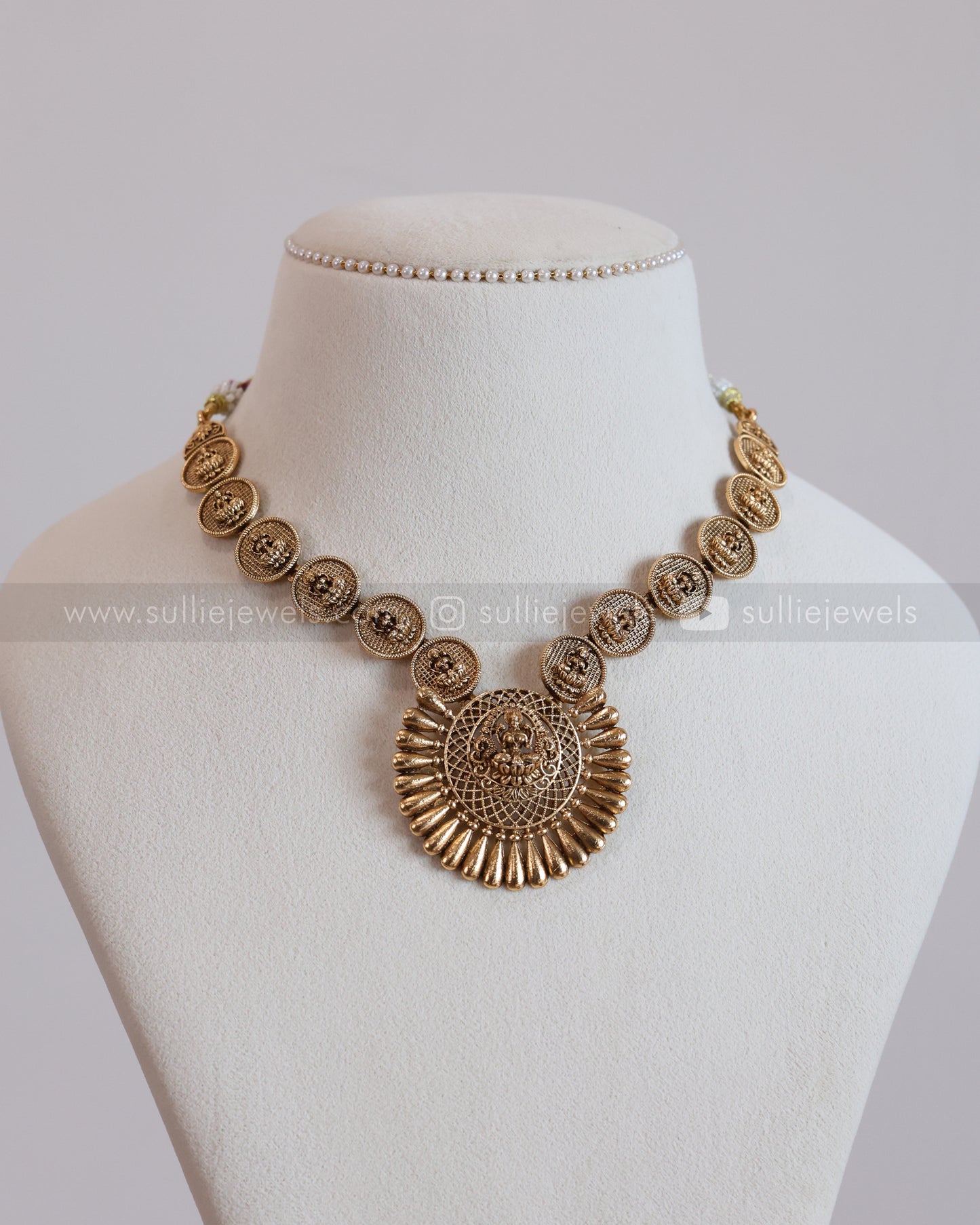 3757 - Sullie Basic - Lakshmi Designer Gold Coin Necklace with Stud