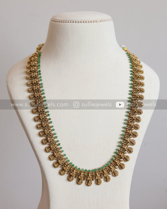 Lakshmi Coin Detailed Long Chain/Haaram Mint with Stud