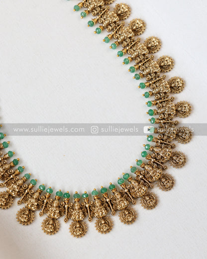 Lakshmi Coin Detailed Long Chain/Haaram Mint with Stud