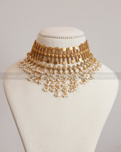 Sullie Basic Lakshmi Gold Coin & Guttapusalu Layered Combo