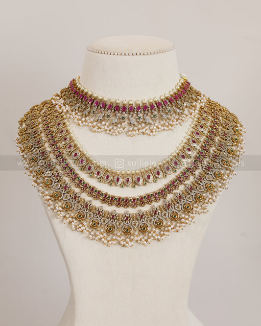 No Idol Ad Guttapusalu Ruby Mango Bridal Combo ( 7 piece )