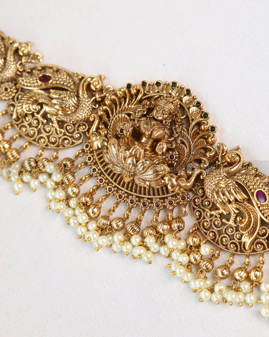 H182 -  Antique Nagas Premium Peacock Goddess with Pearls Hipchain