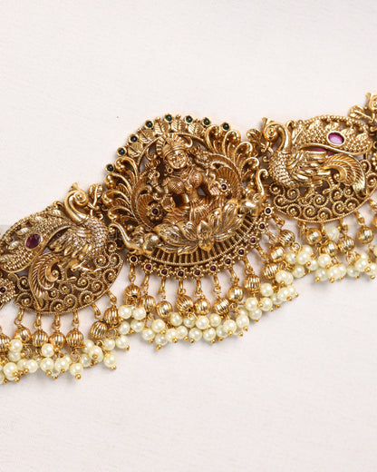 H182 -  Antique Nagas Premium Peacock Goddess with Pearls Hipchain