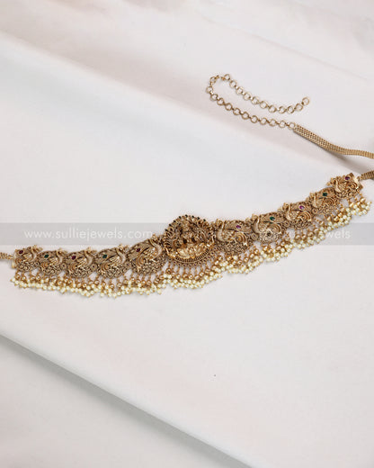 H182 -  Antique Nagas Premium Peacock Goddess with Pearls Hipchain