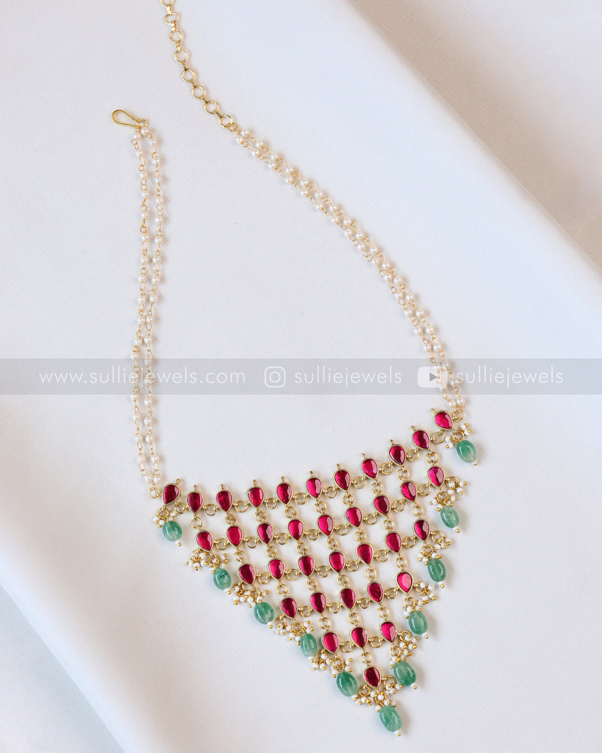 3967 - Jadau Kemp Premium Layered Choker with Mint Beads
