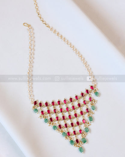3967 - Jadau Kemp Premium Layered Choker with Mint Beads