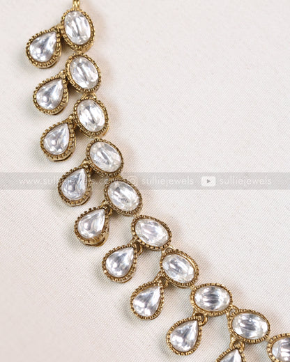 3698 - Designer Raindrop Polki Necklace with Earrings