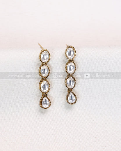 3698 - Designer Raindrop Polki Necklace with Earrings