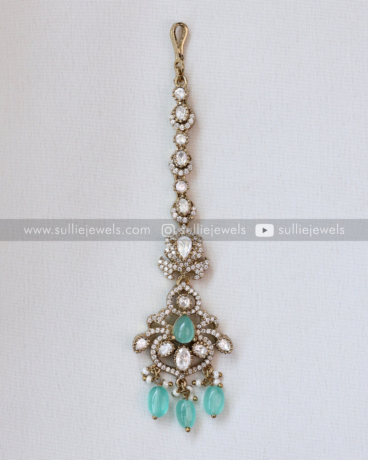 Victorian Polki Diamond Pastel Blue/Green Combo ( 6 piece )
