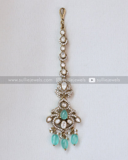 Victorian Polki Diamond Pastel Blue/Green Combo ( 6 piece )