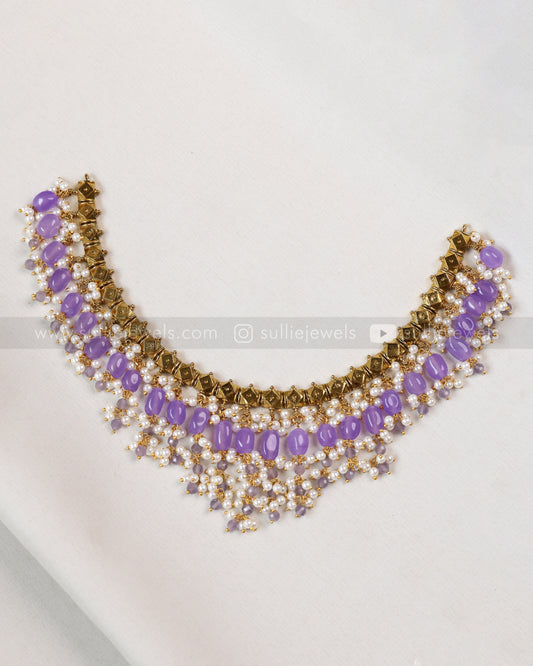 3676 - Lilac Guttapusalu Designer Necklace with Stud