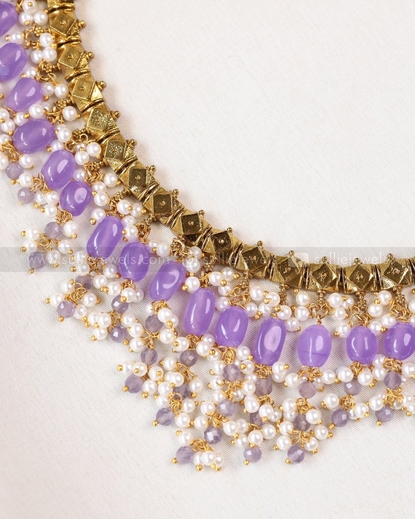 3676 - Lilac Guttapusalu Designer Necklace with Stud
