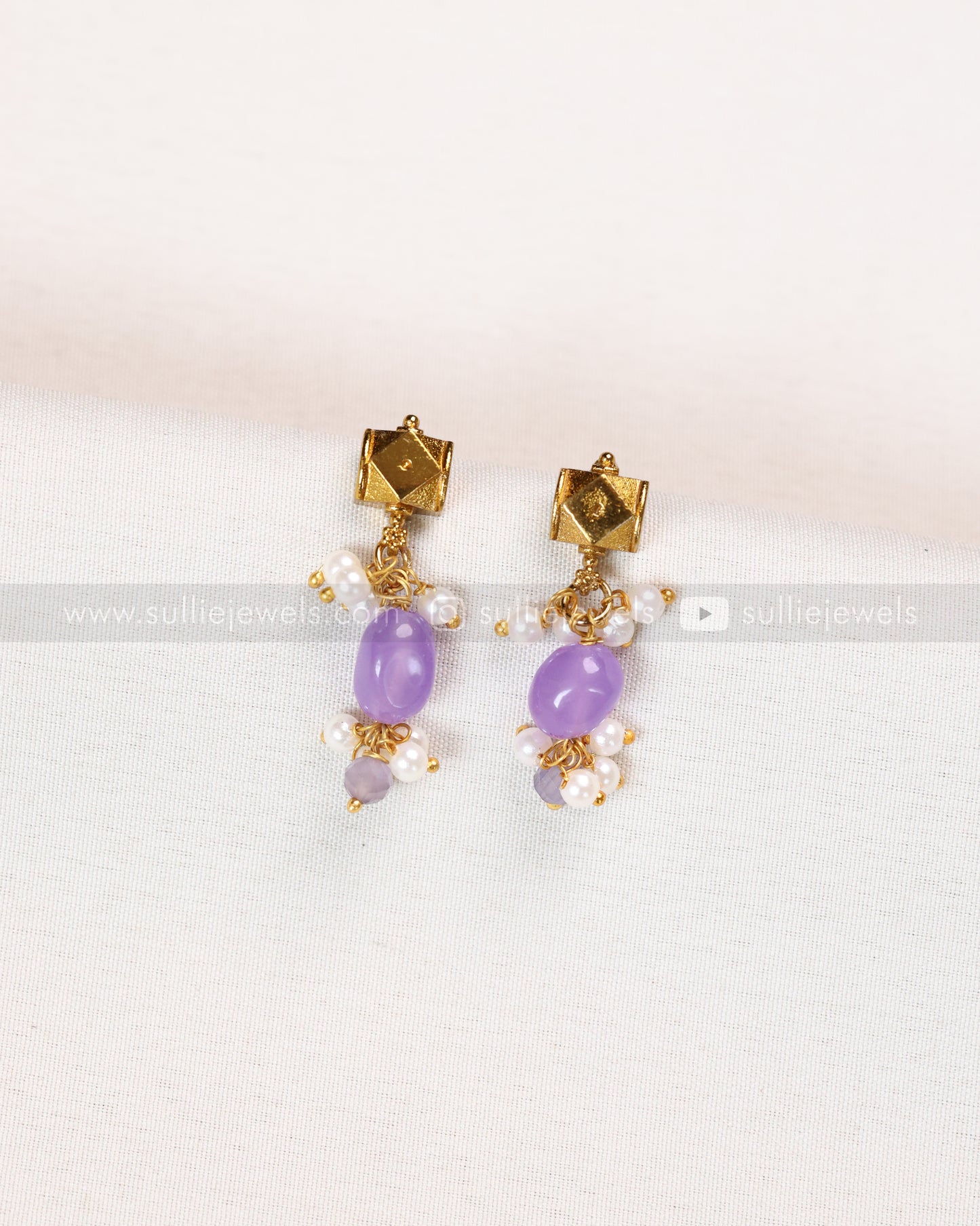 3676 - Lilac Guttapusalu Designer Necklace with Stud