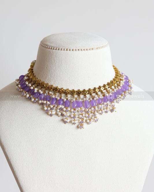 Pearl Cluster & Lilac Guttapusalu Layered Combo
