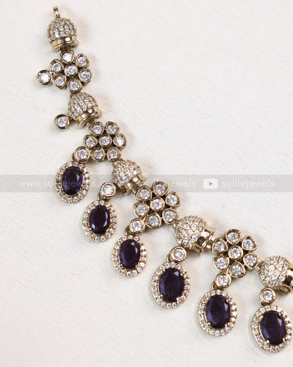 3711 - Violet Premium Victorian Pendant Necklace with Earring