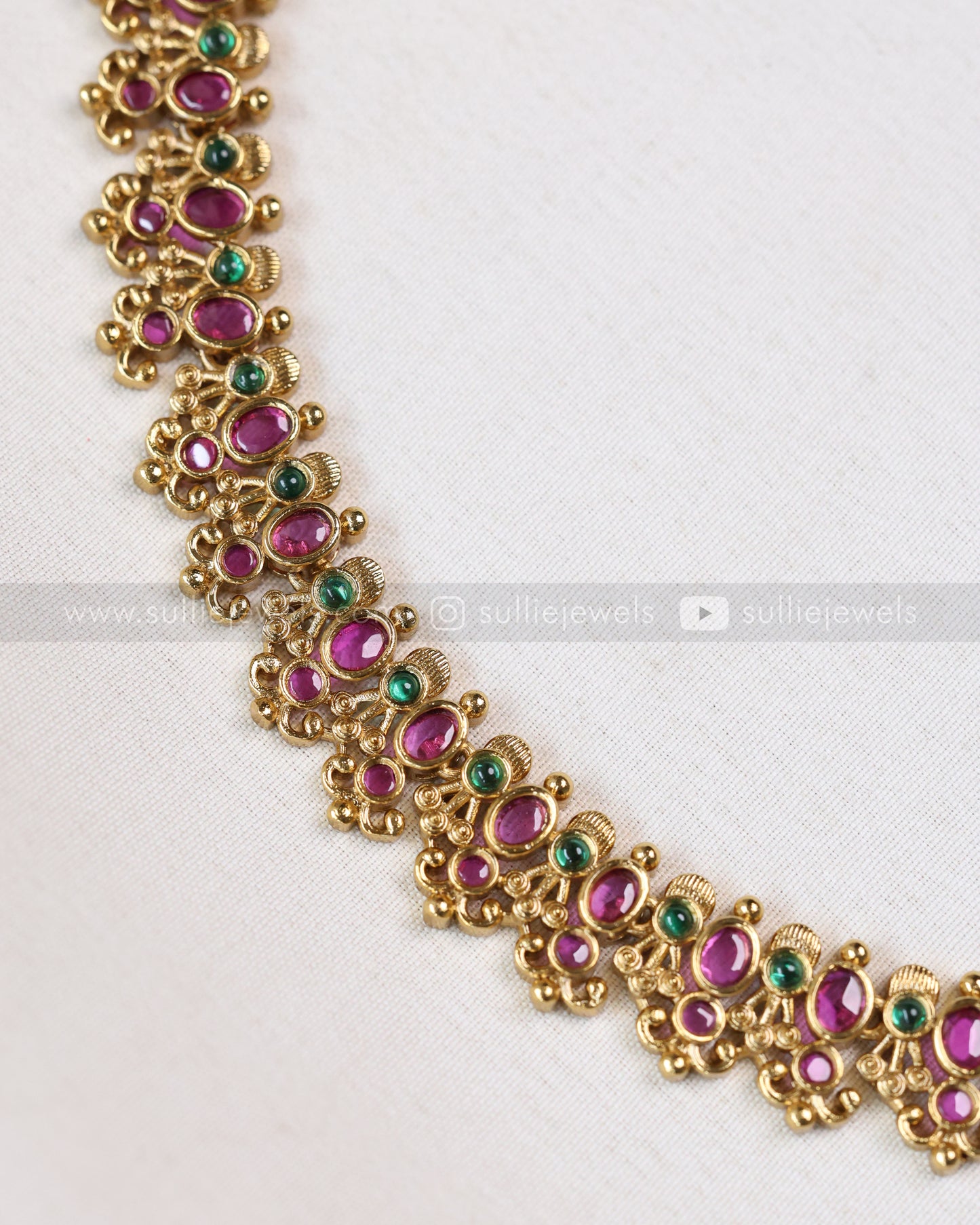 3666 - Ruby Gold Stone Minimal Necklace with Stud