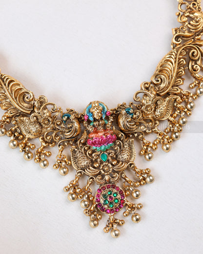 3756 - Sullie Basic - Designer Meenakari Lakshmi Necklace with Jhumka