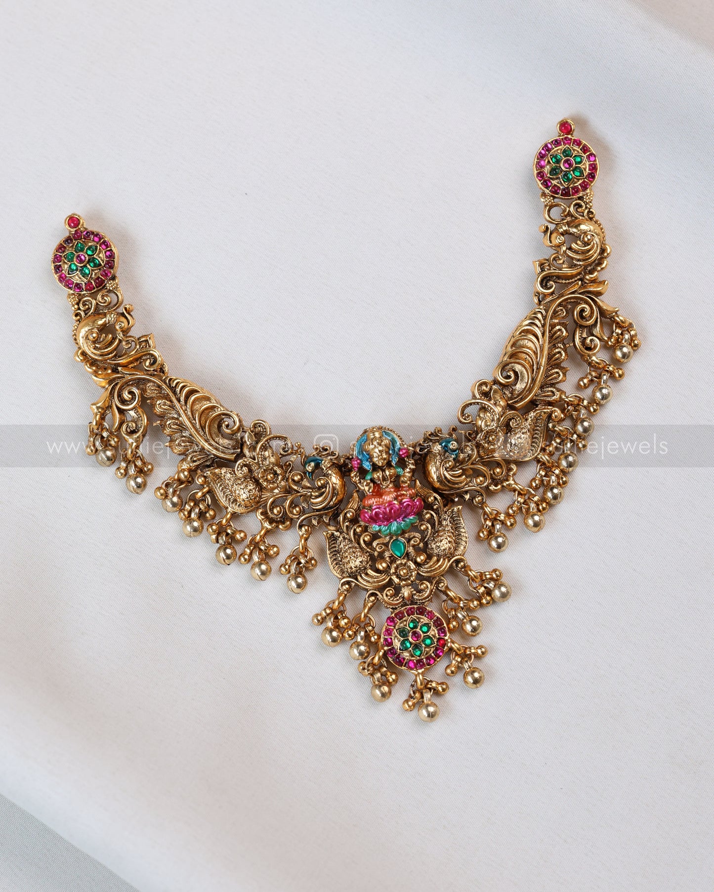 3756 - Sullie Basic - Designer Meenakari Lakshmi Necklace with Jhumka