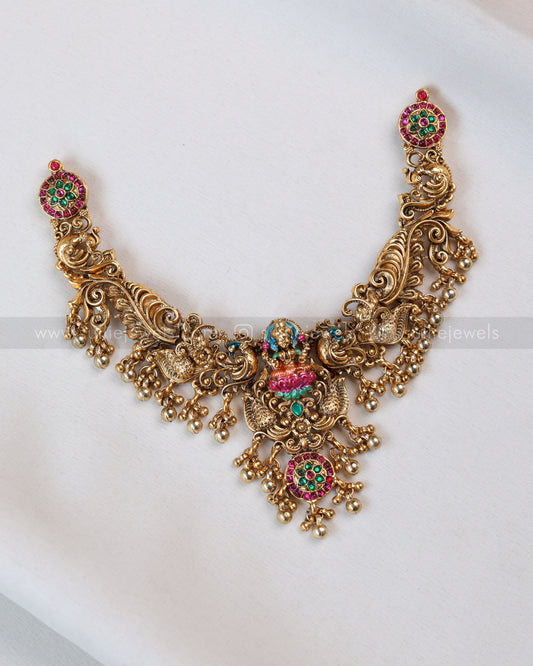3756 - Sullie Basic - Designer Meenakari Lakshmi Necklace with Jhumka