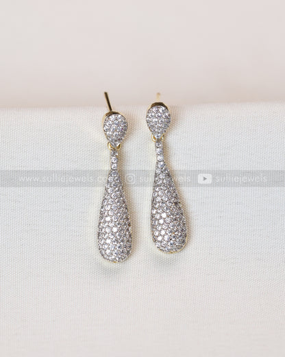3970 - Diamond Asymmetrical Designer Necklace with Raindrop Studs