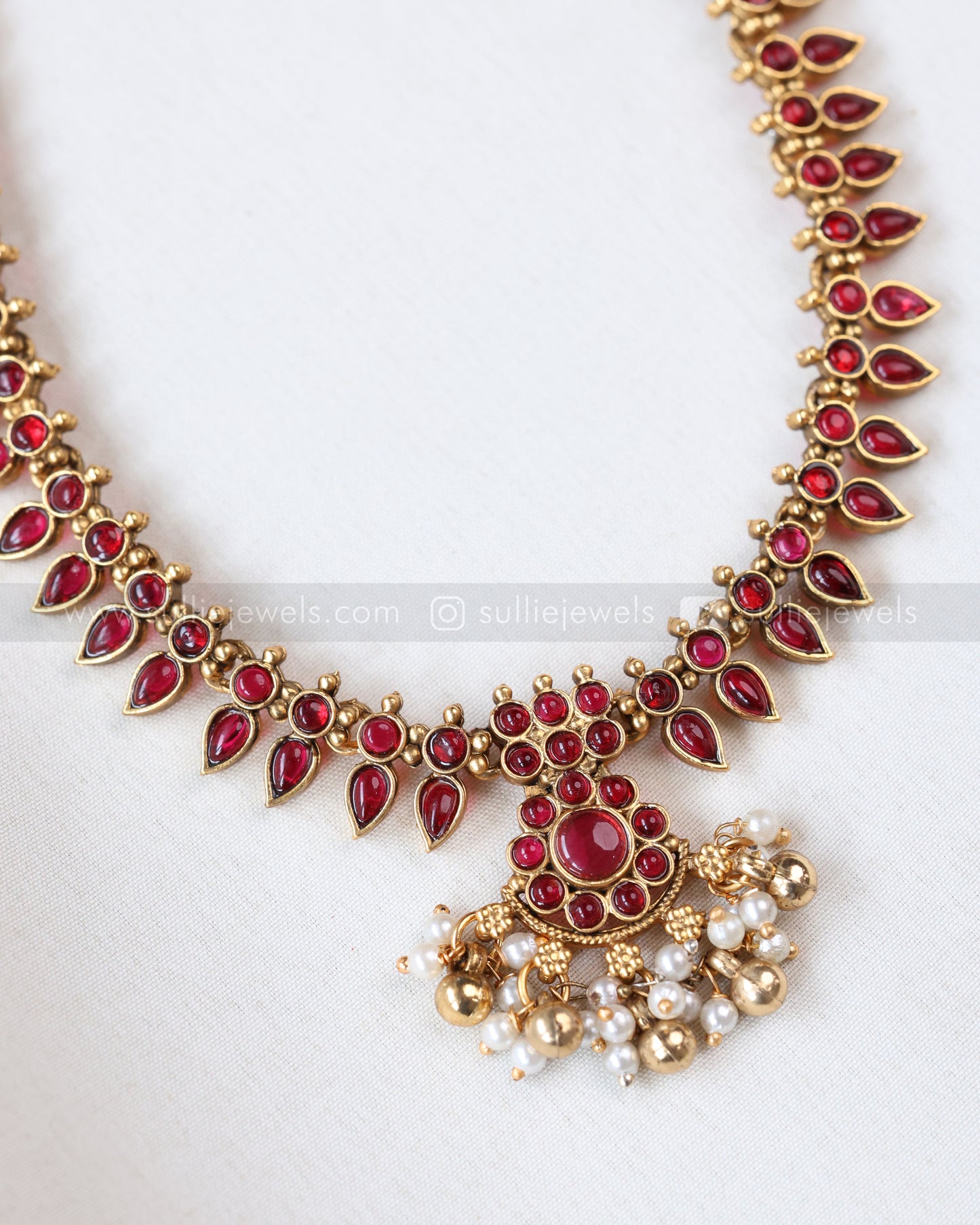 7187 - Sullie Basic Ruby Palakka Mango Long Chain with Stud