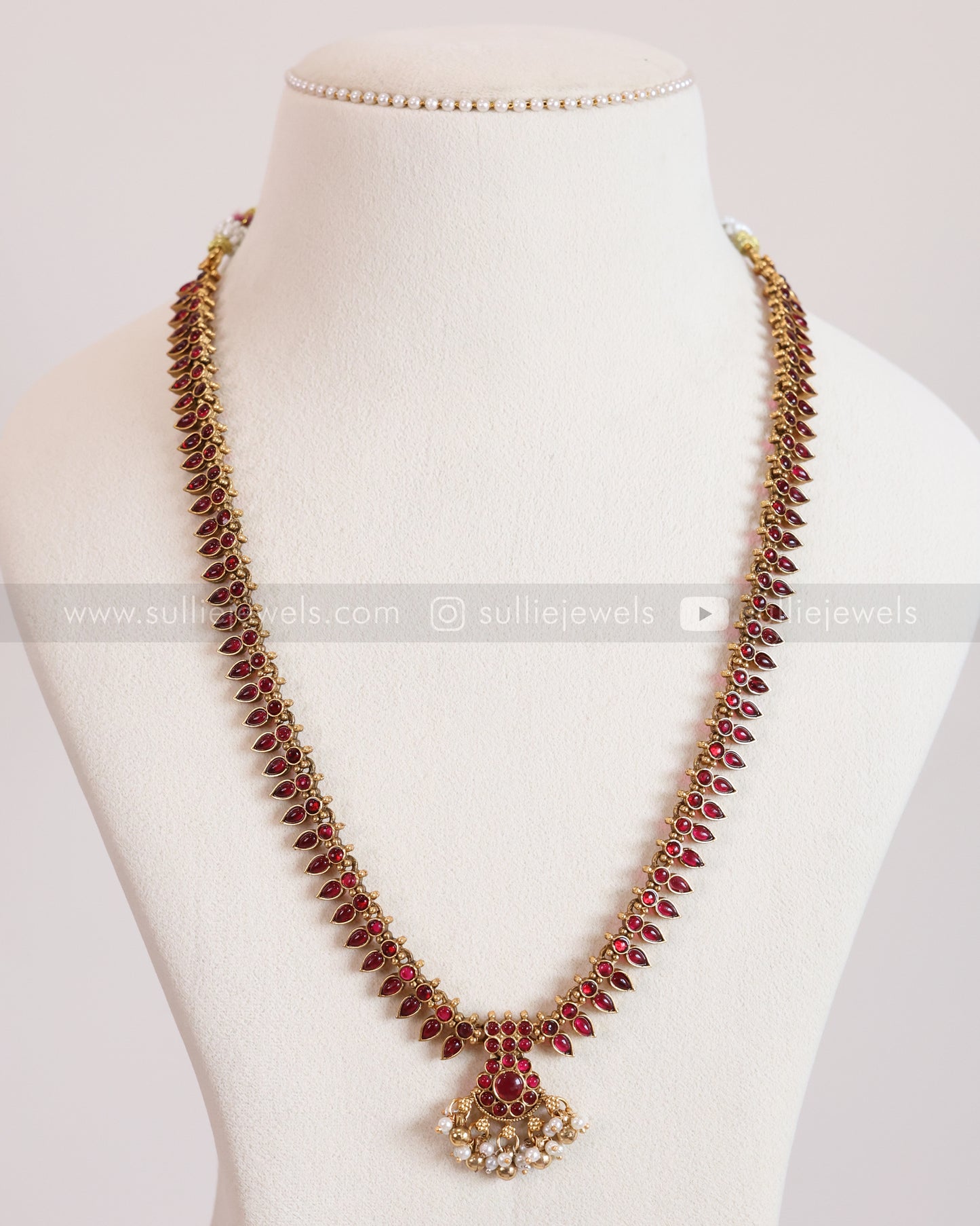 7187 - Sullie Basic Ruby Palakka Mango Long Chain with Stud