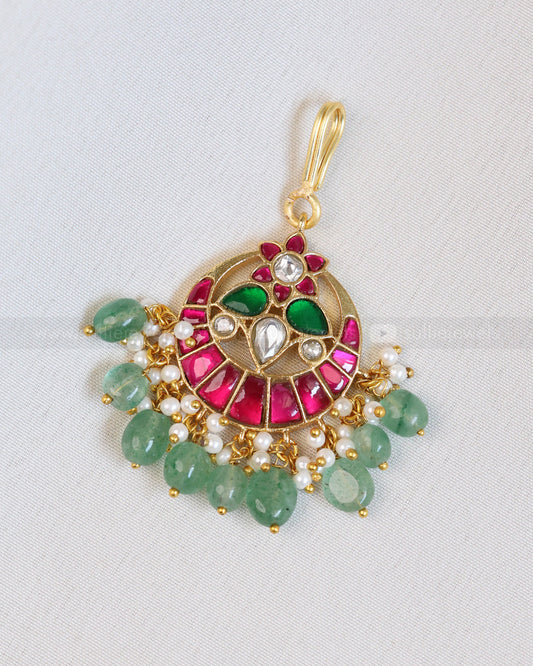Premium Jadau Chandbali Tikka with Mint beads