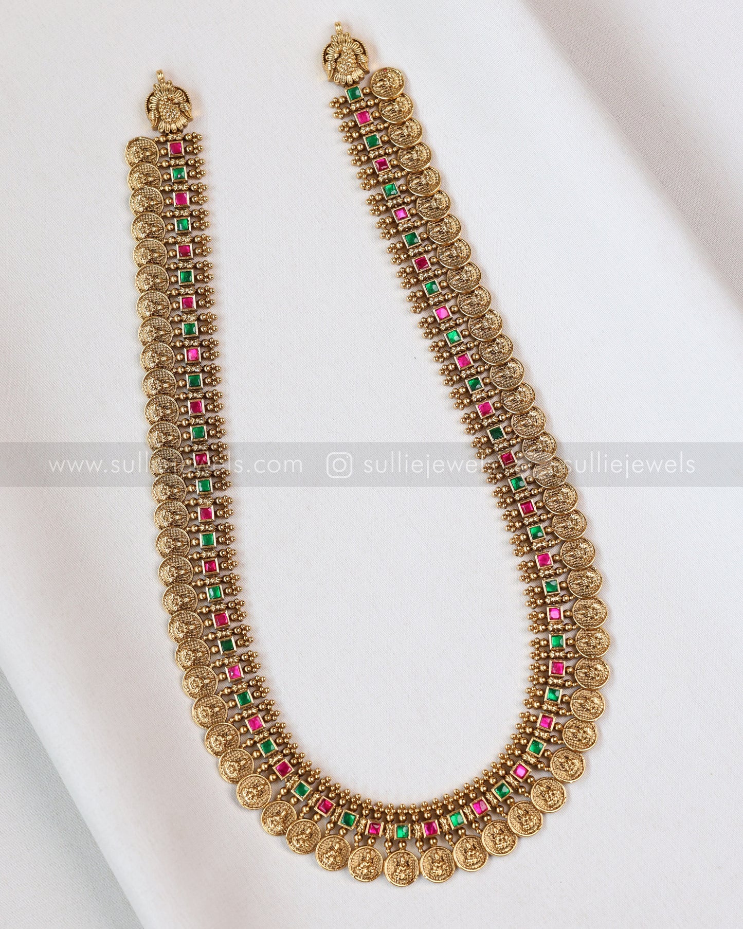 7168 - Multicolour Stone Coin Premium Haarm with Gold Jhumka