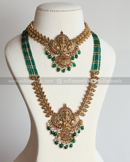 Sullie Basic - Mango Design Green Beads Goddess Bridal Combo ( 3 piece )