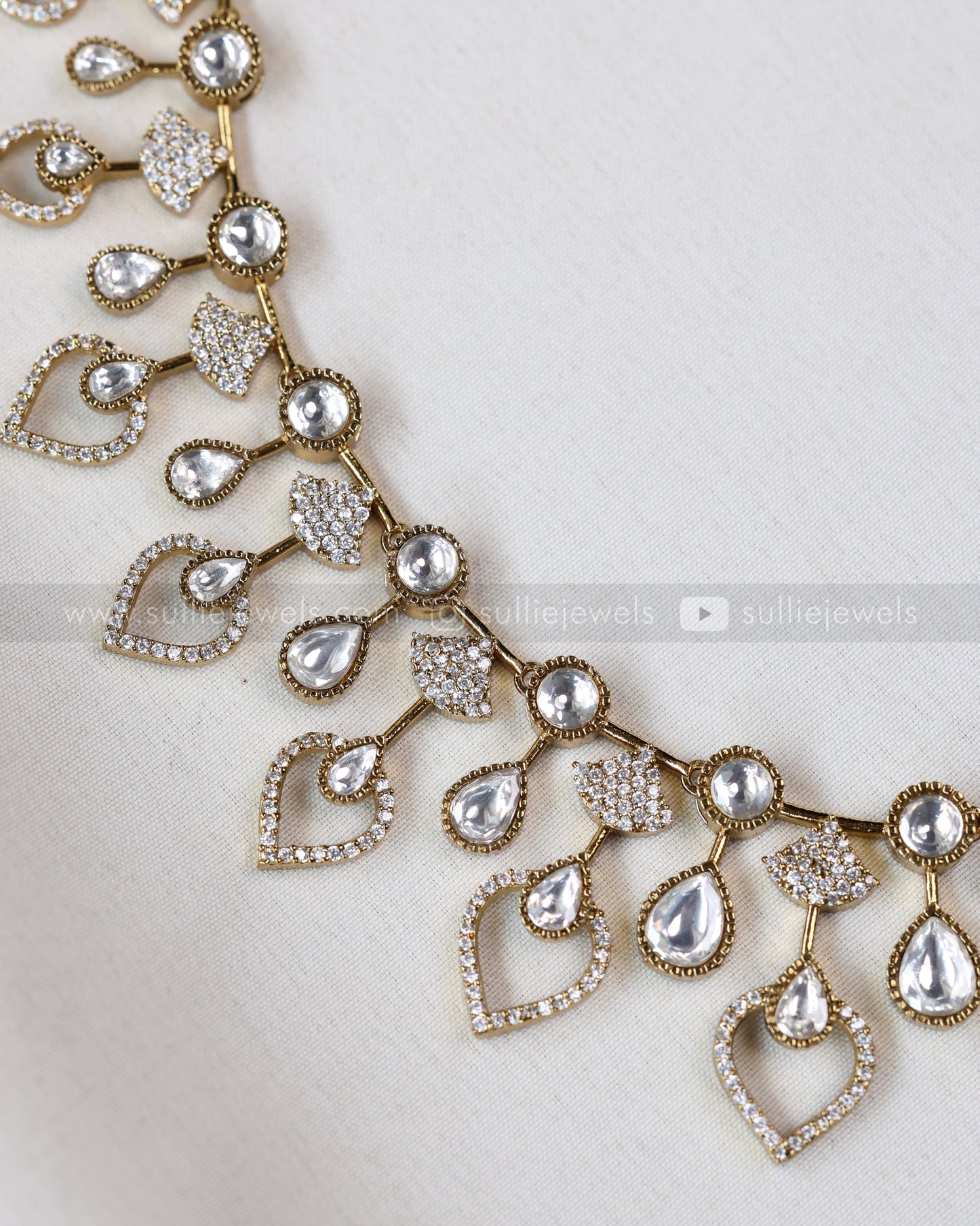 3667 - Designer AD Raindrop Polki Necklace with Earrings