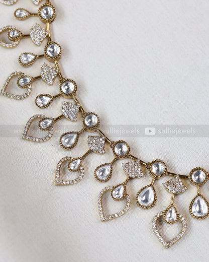 3667 - Designer AD Raindrop Polki Necklace with Earrings