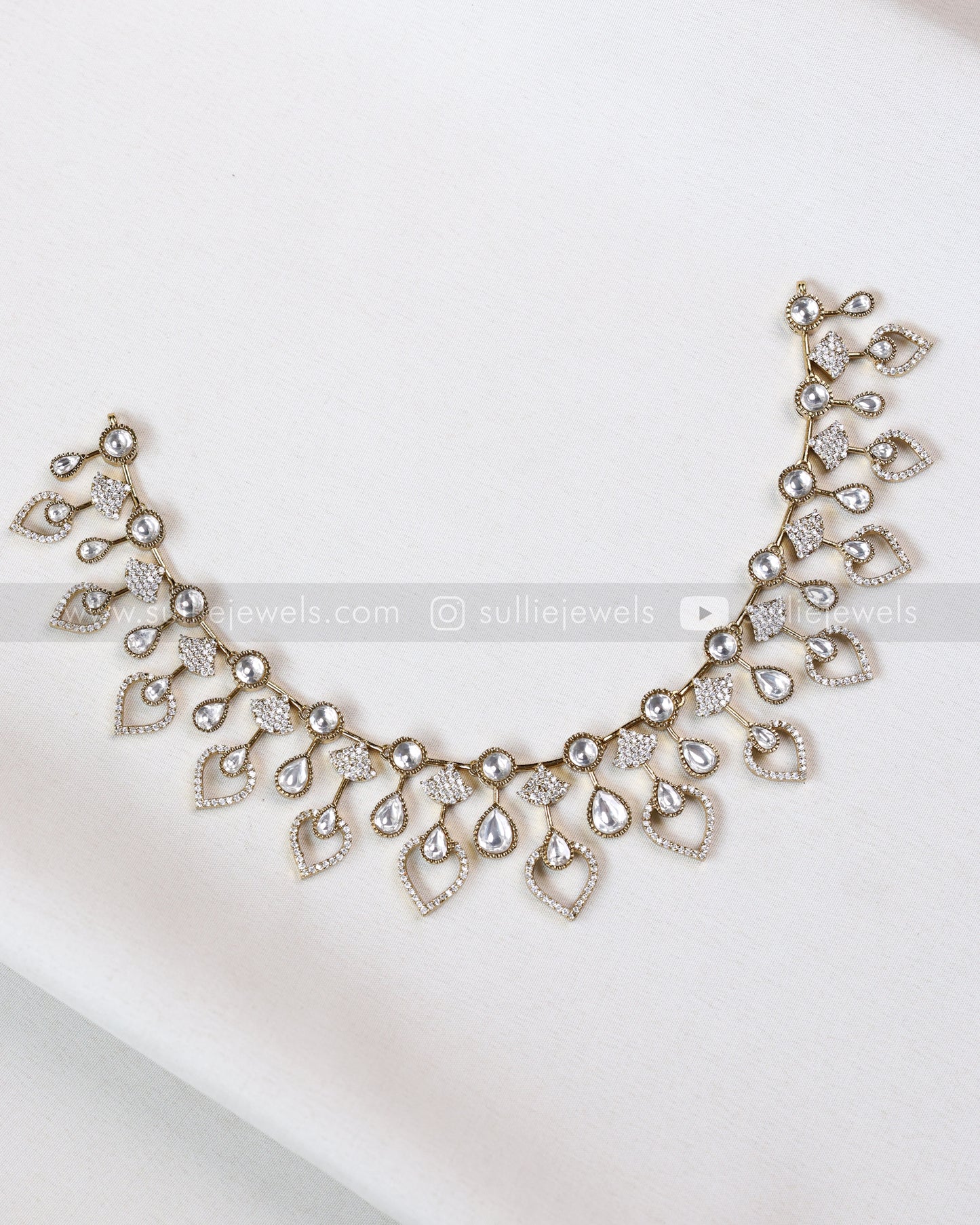 3667 - Designer AD Raindrop Polki Necklace with Earrings