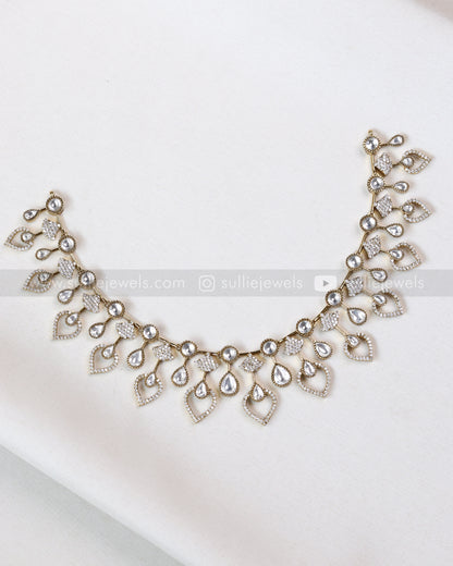 3667 - Designer AD Raindrop Polki Necklace with Earrings