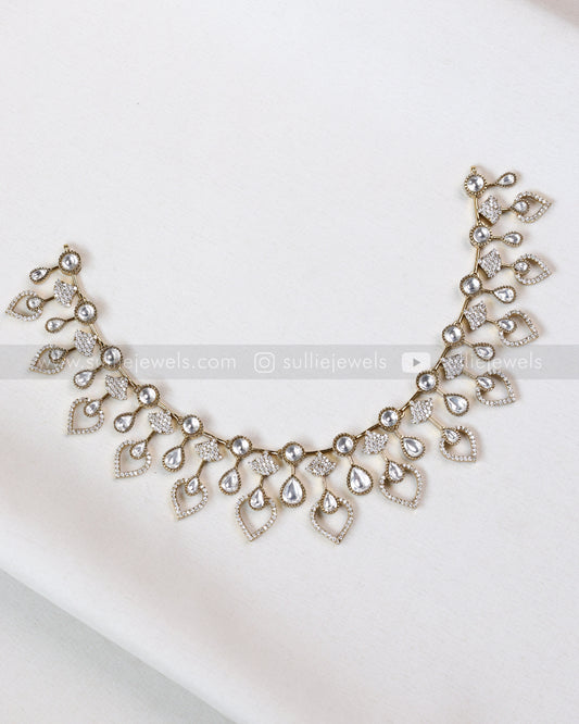 3667 - Designer AD Raindrop Polki Necklace with Earrings