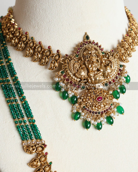 Sullie Basic - Mango Design Green Beads Goddess Bridal Combo ( 3 piece )