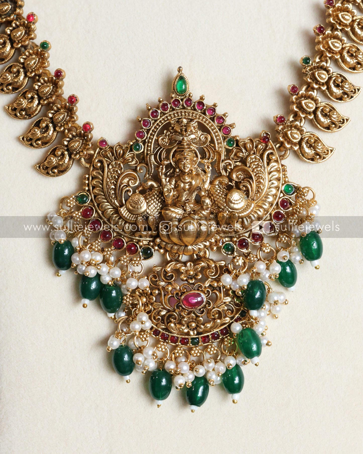 Sullie Basic - Mango Design Green Beads Goddess Bridal Combo ( 3 piece )