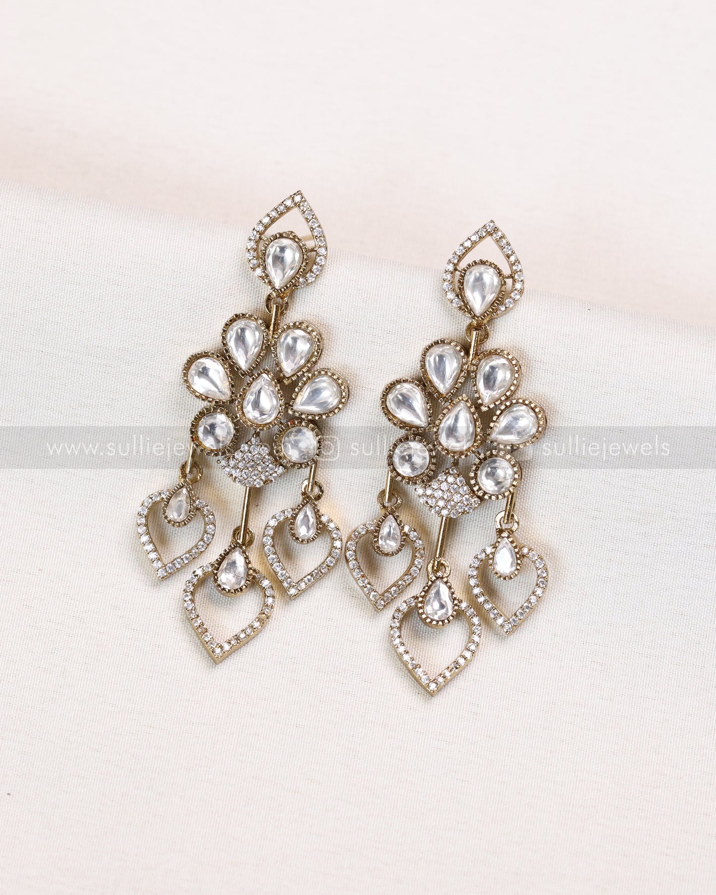 3667 - Designer AD Raindrop Polki Necklace with Earrings