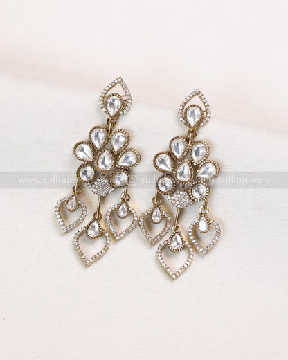 3667 - Designer AD Raindrop Polki Necklace with Earrings