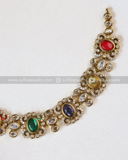 Multicolour Premium Stone Necklace with Stud