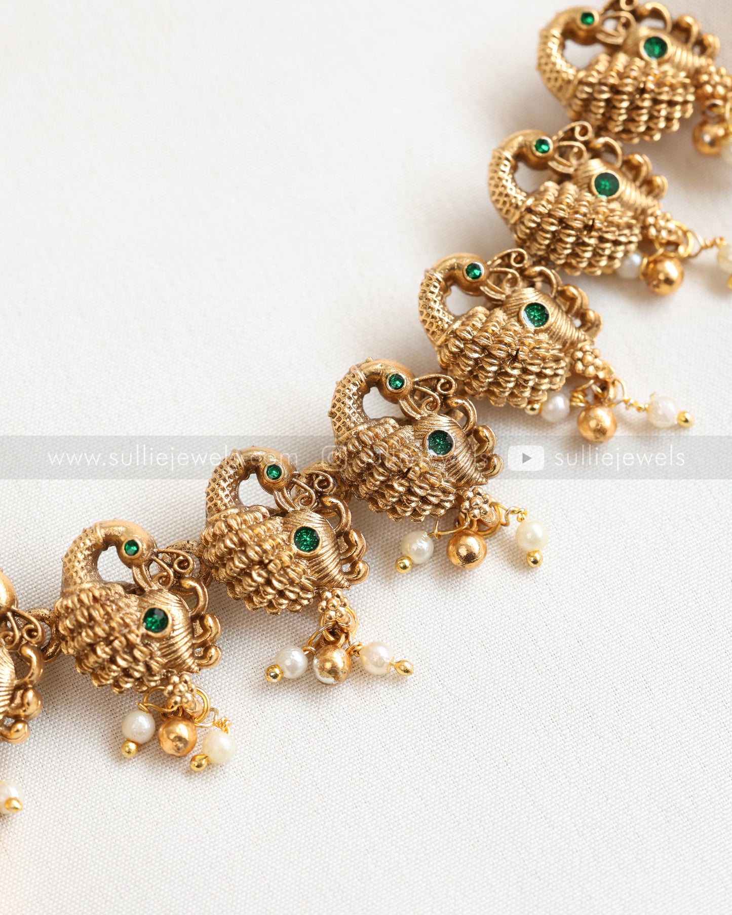 Sullie Basic - Goddess & Peacock Green Stone Necklace with Earrings