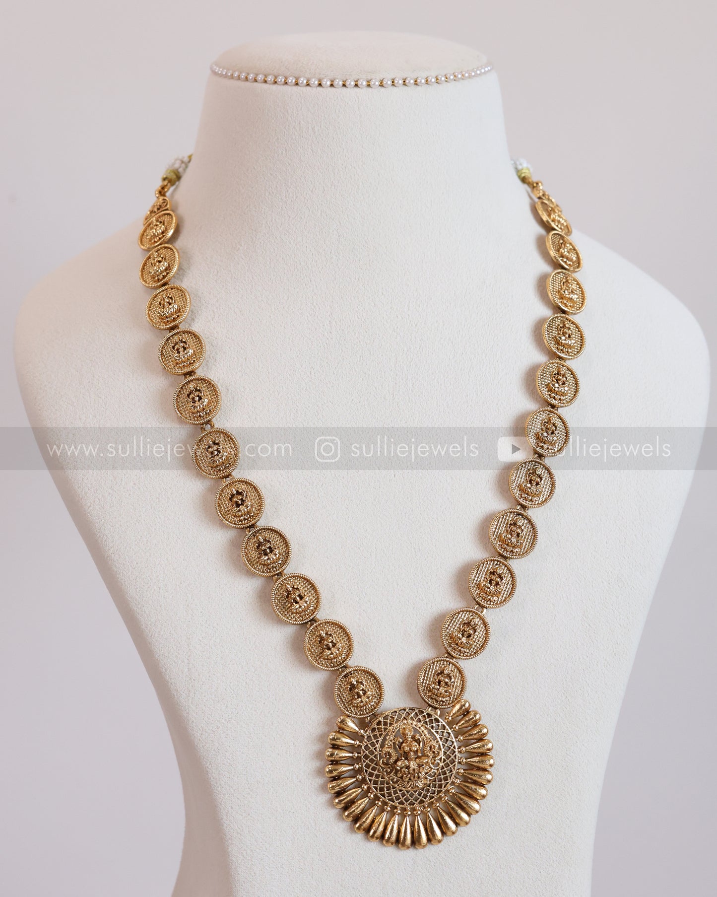 7177 - Sullie Basic - Lakshmi Designer Gold Coin LongChain with Jhumka