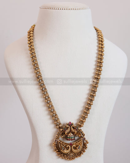 7181 - Peacock Pendant Long Chain / Haram with Jhumka
