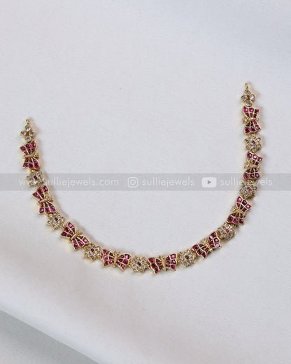3858 - Ruby AD Floral Butterfly Necklace with Stud