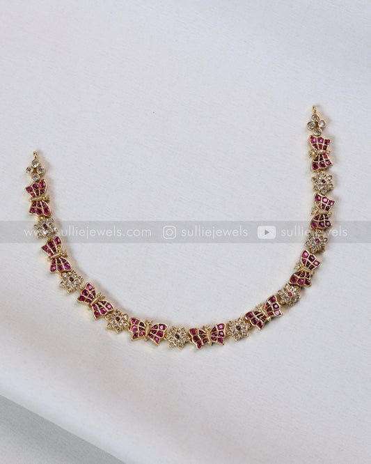 3858 - Ruby AD Floral Butterfly Necklace with Stud