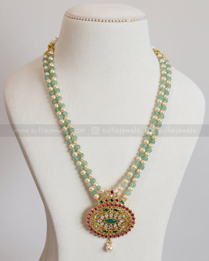 6059 - Kemp Premium Pendant with Pearl & Mint Chain