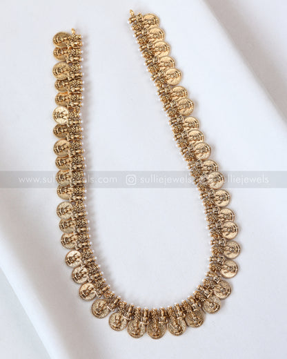 7180 - Sullie Basic - Lakshmi Gold Coin Pearl Long Chain with Stud