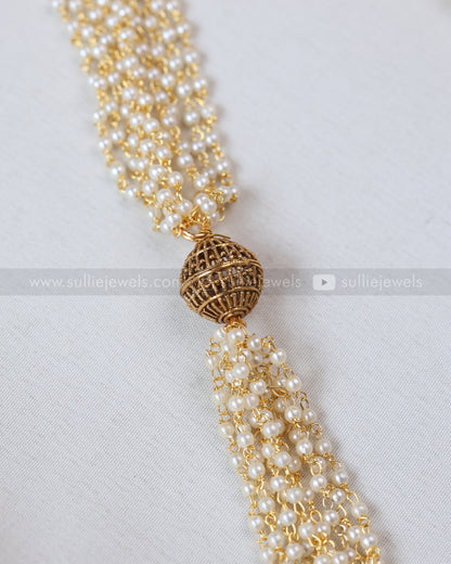 7182 - Sullie Basic - Golden Sphere Multi-Layered Pearl Chain with Stud