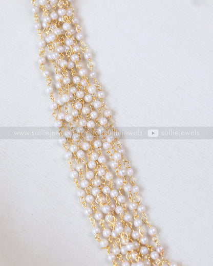 7183 - Sullie Basic - Multi-Layered Pearl Chain with Gold End Caps