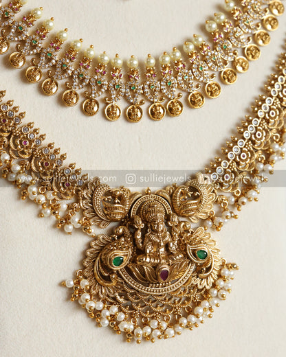 Lakshmi Gold Pearl & Coin Stone Bridal Combo ( 6 piece )